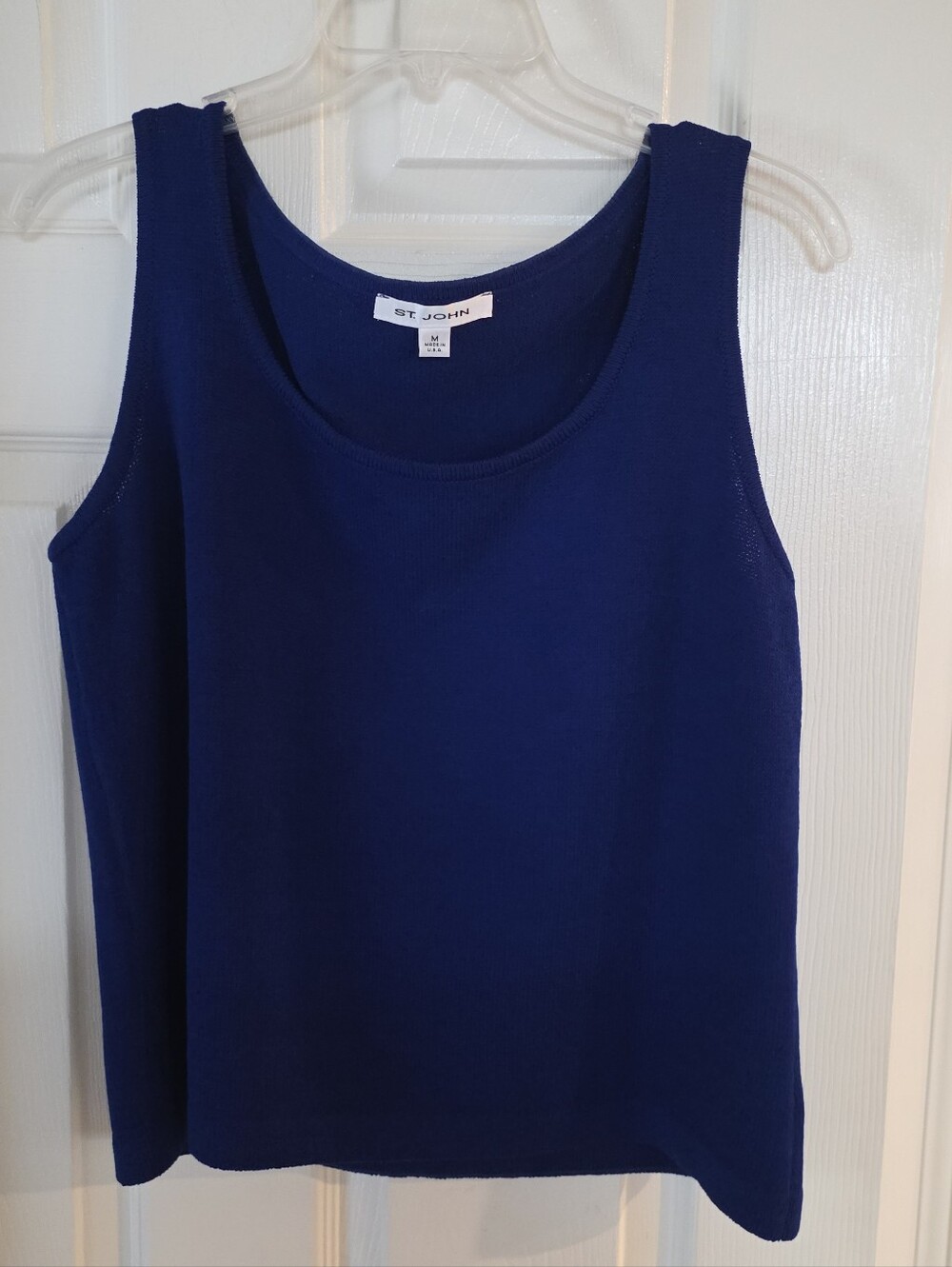 Vintage St. John Royal Blue Knit Sleeveless Shell Tank Made In USA Medium